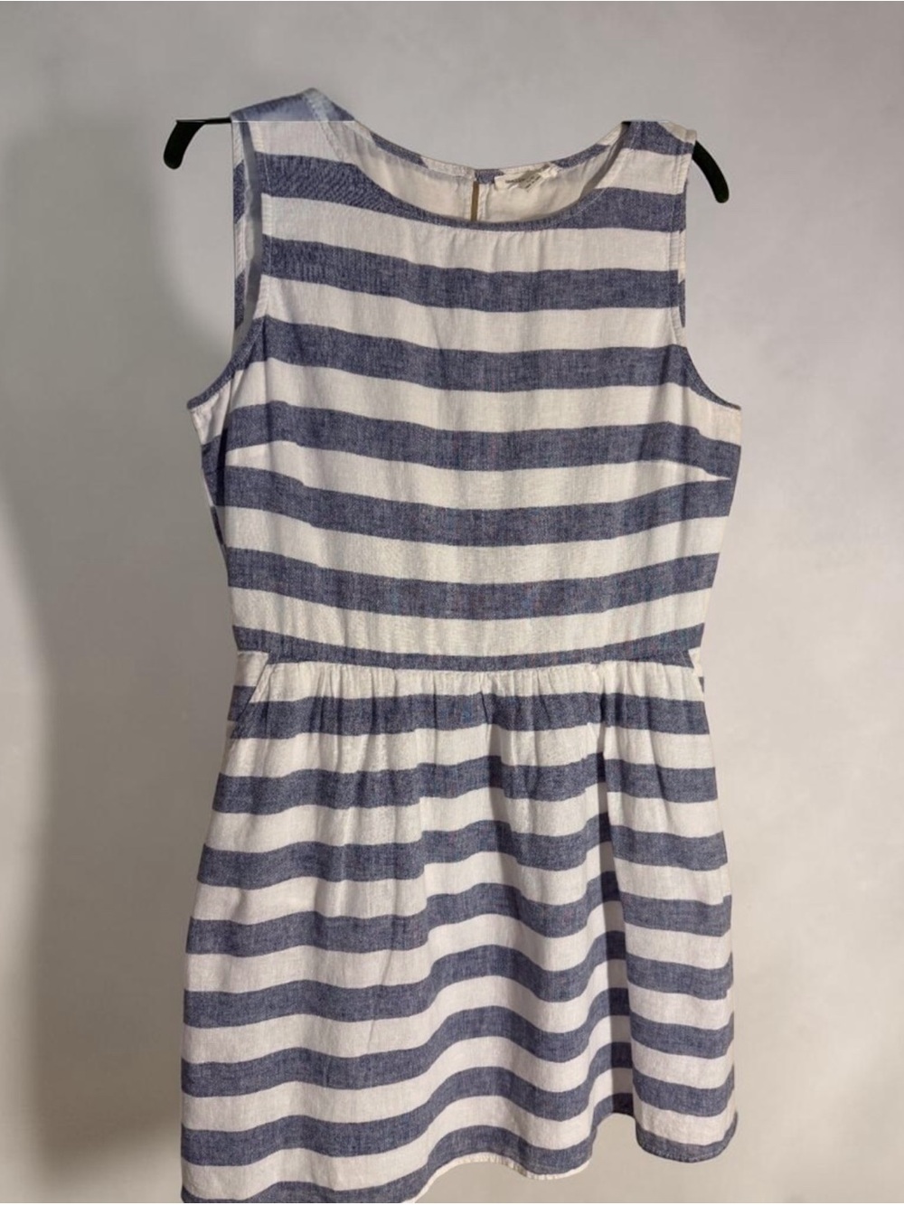 Beach Lunch Lounge Ayesha Linen Blend Blue & White Striped Dress Sz L